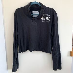 aeropostale oversized cropped long sleeve shirt